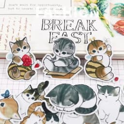 35pcs Cute Hand-painted Cat Friend Fashion Autumn And Winter Clothing Colorful Decoration Sticker To Diy Ablum Diary Stickers
