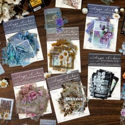 JIAMEI 30pcs/pack Transparent PET Flower Stickers Retro Film DIY Scrapbooking Decor Junk Journal Supplies Sticker Stationery