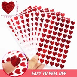 600 Pcs Red Heart Stickers, Small Holographic Stickers for Student Reward 0.5in Small Sparkly Sticker for Gift Sealing