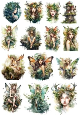 Stickers Watercolor Forest Tree House Butterfly Elf Fairy Stickers DIY Scrapbook Diary Project Decoration Vintage Scrapbooking