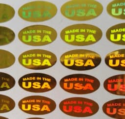 500pcs 'MADE IN THE USA' Silver/Gold Color Holograms Seal Stickers 13x6.5mm Oval Shape