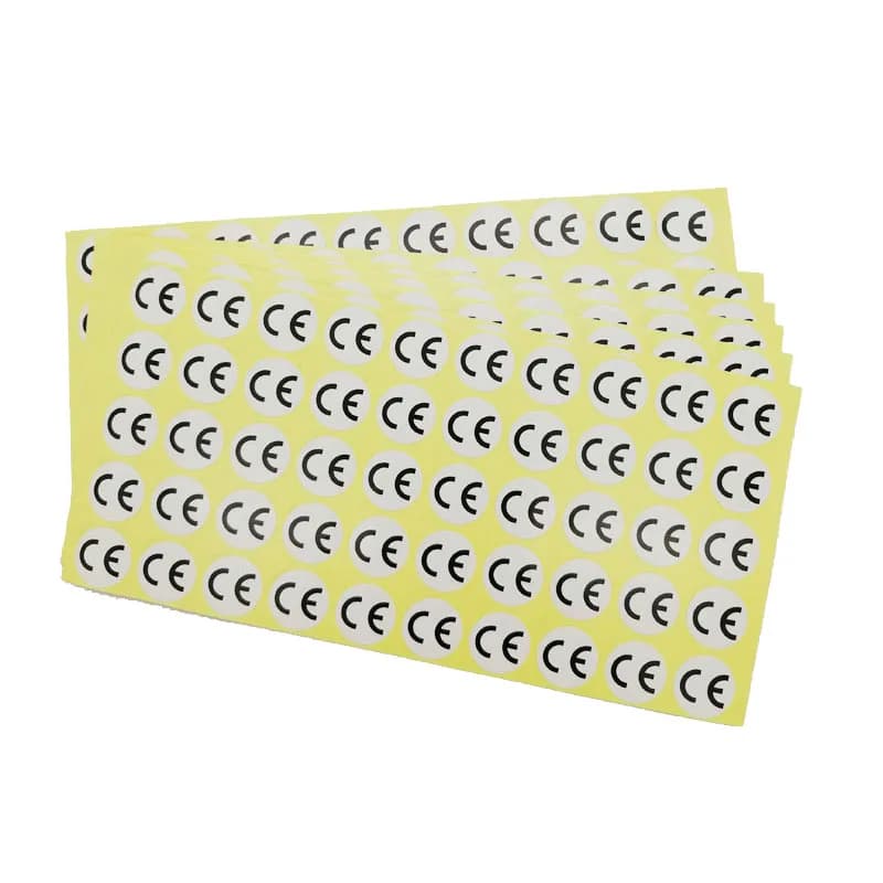 300pcs 15MM DIAMETER CE Certification Stickers White with Black Print Letters