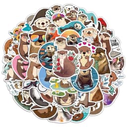 50PCS Otter Stickers Exquisite Cute Animal Account Material Phone Case Laptop Luggage Bottle Waterproof Stickers