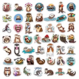 50PCS Otter Stickers Exquisite Cute Animal Account Material Phone Case Laptop Luggage Bottle Waterproof Stickers