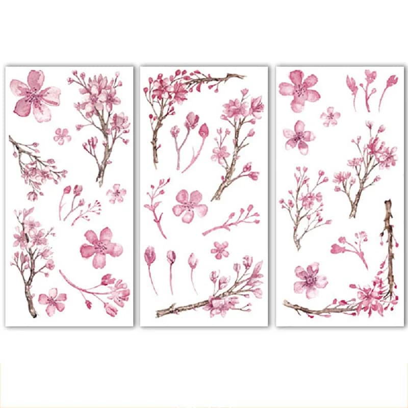 3 Sheets Sakura Washi Stickers Pink Flower Tree Stickers For Notebooks Stationery Scrapbooking Stickers Japanese Cherry Blossom
