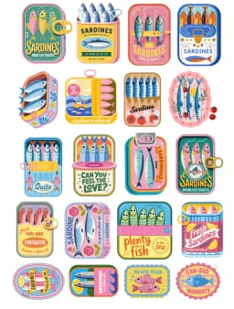20pcs Watercolor Cute Retro Aesthetic Fish Stickers DIY Scrapbook Diary Decoration Album Style Stationery Journaling Stationery