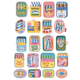 20pcs Watercolor Cute Retro Aesthetic Fish Stickers DIY Scrapbook Diary Decoration Album Style Stationery Journaling Stationery