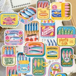 20pcs Watercolor Cute Retro Aesthetic Fish Stickers DIY Scrapbook Diary Decoration Album Style Stationery Journaling Stationery