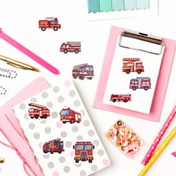 500PCS Fire Truck Roll Stickers Graffiti Cartoon Art Gift Scrapbooking Living Room Phone Community Skateboard Nostalgia Sticker