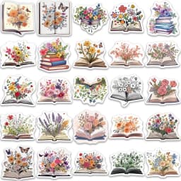 50PCS Retro Flower Books Stickers Exquisite Handbooks Materials Phone Cases Laptop Suitcases Water Cups Waterproof Stickers