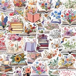 50PCS Retro Flower Books Stickers Exquisite Handbooks Materials Phone Cases Laptop Suitcases Water Cups Waterproof Stickers