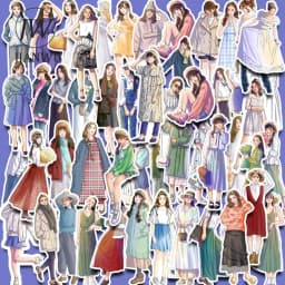 JIANWU 50 Sheets Simple Decor Material Girl Character Outfit Sticker Creative DIY Journal Scrapbooking Collage Stationery