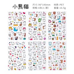 6Pcs/Lot Waterproof Cartoon Transparent Pvc Stickers DIY Hand Account Diary Decorative Stickers Kawaii Phone Cup Stickers