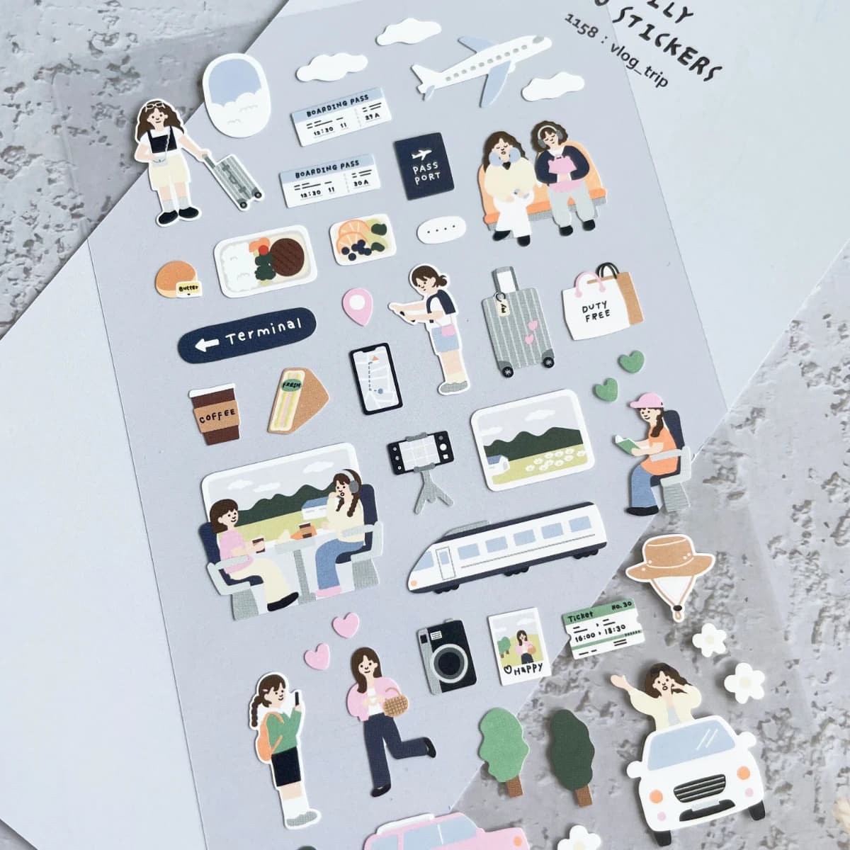 1 pc Korean Import Original Suatelier Happy Trip Paper Stickers Scrapbooking Diy Journal Stationery Sticker Deco Art Supply