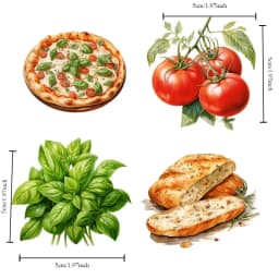 Watercolor Hand-Painted Italian Cuisine Stickers Crafts and Scrapbooking Stickers Book Decorative DIY Stationery Waterproof