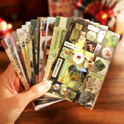 30 Sheets Kawaii Japanese Showa style cuisine glitter film die-cutting sticker book DIY handmade scrapbook aesthetic stationery