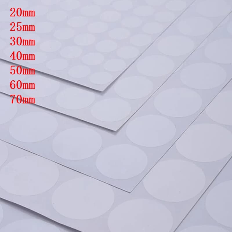 20/25/30/40/50/60/70mm Round/Circular Blank Transparent Waterproof Seal Sticker Clear PVC Label Without Printing