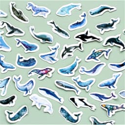 45 Pcs Whale Label Stickers Pack Decorative Stationery DIY Stick-On Tags for Scrapbooking Journaling And Album Making