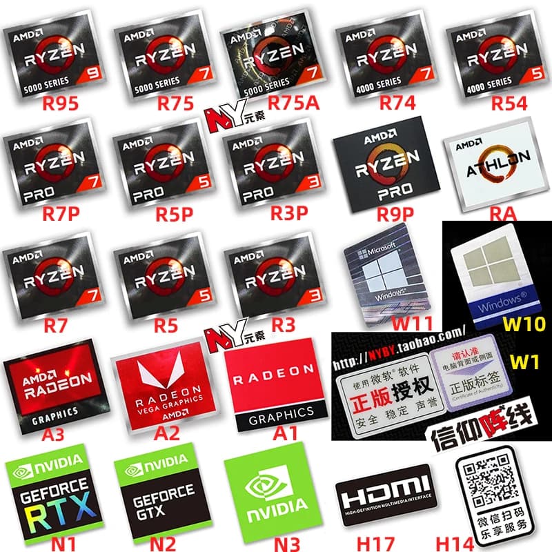 Hot Original AMD Ryzen Ruilong R9 R7 R5 R3 5000 Series CPU Computer Sticker Notebook Label