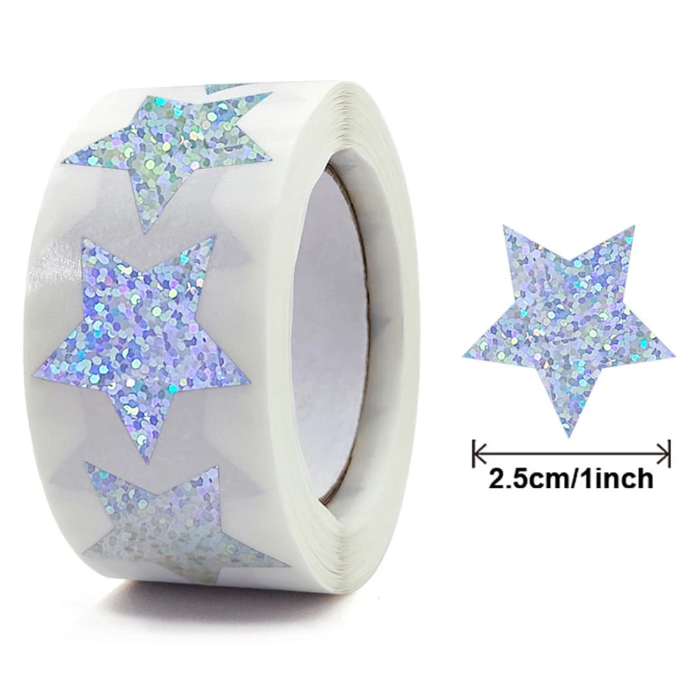 50-500Pcs Laser Sticker Heart Shape Gift Seal Sticker Star Round Hologram Adhesive Label Stationery Sticker Label Gift Box Decor