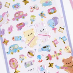 4 pcs/lot Cartoon Shopping Bear Rabbit Crystal 3D Stickers Scrapbooking Diy Journal Stationery Decor School Supplies GIft