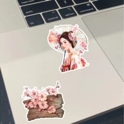 StickersBeautiful Japanese Geisha, Kimono, Cherry Blossom Girl Decorative DIY Craft Photo Albums Planner Journal Scrapbooking