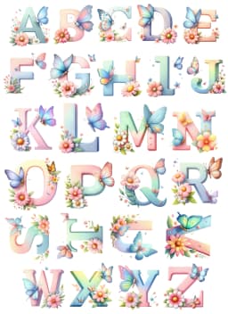 Stickers 26pcs Cartoon Butterfly Flower Alphabet Hand Account Decoration Waterproof Material Mobile Phone Sticker Stationary