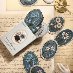 Mr. Paper 45pcs Serene Florals Sticker Pack - Boxed Flower Theme Collection, DIY Journal Collage Decor Set, Literary Stationery