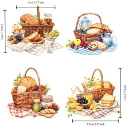 Watercolor Picnic Food Basket Bread Fruit Stickers Crafts and Scrapbooking Stickers Book Decorative DIY Stationery Waterproof