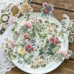 60pcs DIY Flowers Stickers Pack for Diary Album Planner Decoration Stationery School Supplies Pack of Diverse Floral Designs