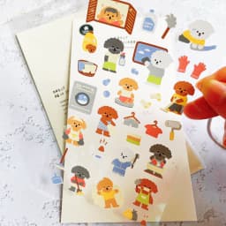 Korean Import Original Suatelier Dog Cleaning Day Nylon Stickers Scrapbooking Diy Journal Stationery Sticker Deco Art Supply