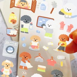 Korean Import Original Suatelier Dog Cleaning Day Nylon Stickers Scrapbooking Diy Journal Stationery Sticker Deco Art Supply