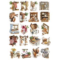 20pcs Watercolor Village Kitchen Home Cooking Hand Account Stickers Stationery Laptop Fridge Suitcase Skateboard Phone Sticker