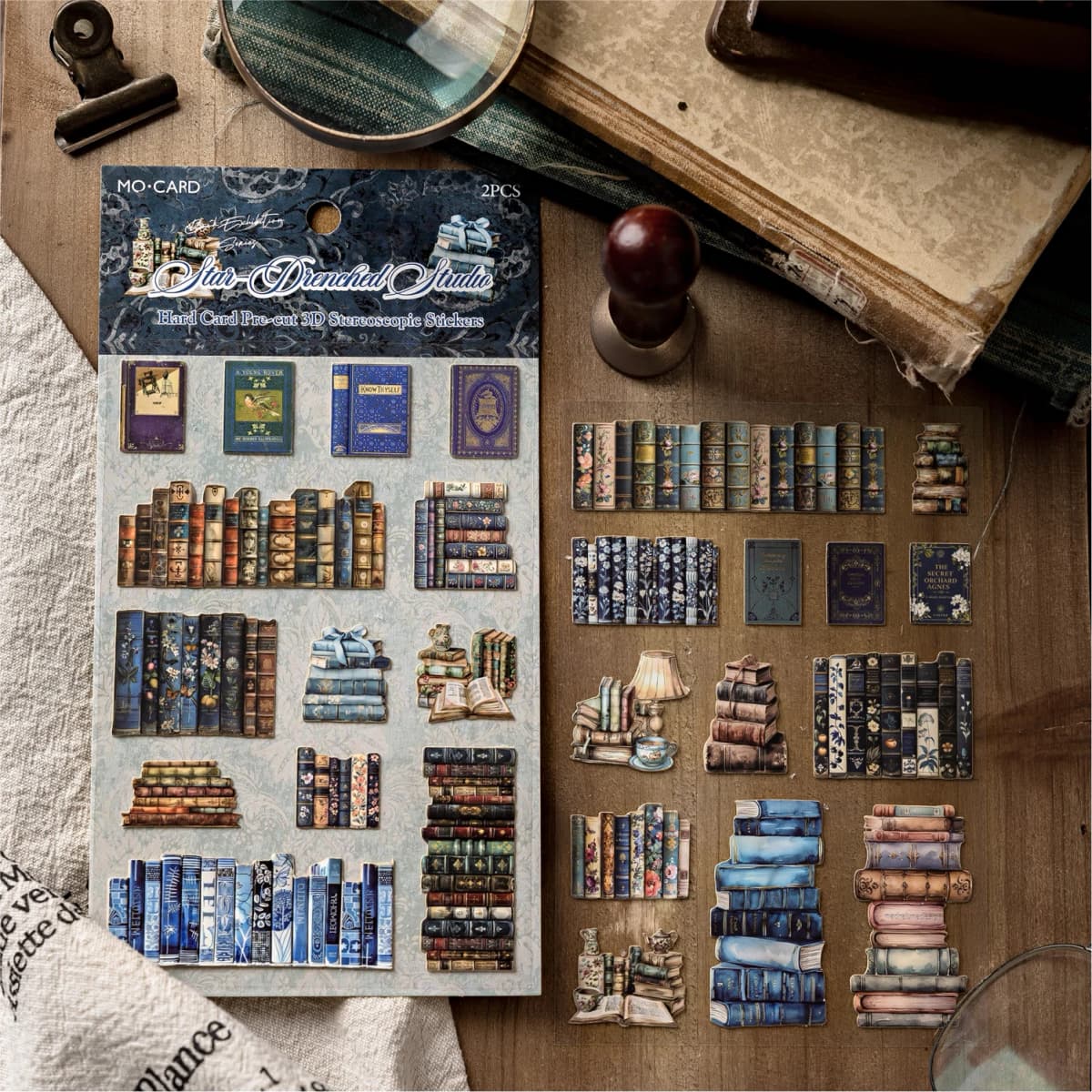 2sheets Book Gallery Series Retro 3D Relief Die Cutting Stickers Creative Decoration DIY Junk Journal Scrapbook Stickers