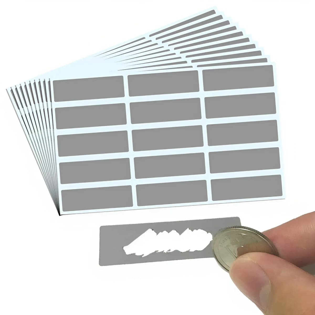 100pcs/ Pack Rectangle Scratch Off Stickers Labels, 1.9 X 0.6 Inch