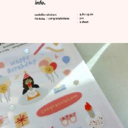 Korean Import Brand Sonia Kawaii Happy Birthday Party PET Stickers Scrapbooking Diy Cute Diary Stationery Sticker