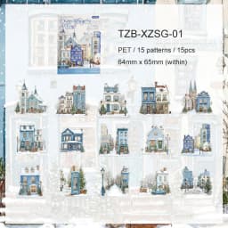 JIANWU Small Town Time Series Vintage House Tree Landscape Material Collage PET Sticker Creative DIY Journal Stationery