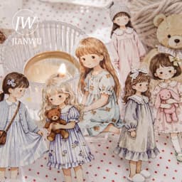 JIANWU Star Sleeping Fairy Tale Girl Note Series Cute Character Landscape Material Collage Sticker Creative Journal Stationery