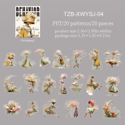 JIANWU Vintage Art Character Flower Landscape Material Collage Scrapbooking PET Sticker Creative DIY Journal Stationery
