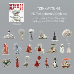 JIANWU Vintage Art Character Flower Landscape Material Collage Scrapbooking PET Sticker Creative DIY Journal Stationery