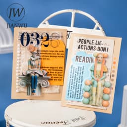 JIANWU Vintage Art Character Flower Landscape Material Collage Scrapbooking PET Sticker Creative DIY Journal Stationery