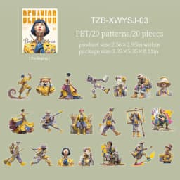 JIANWU Vintage Art Character Flower Landscape Material Collage Scrapbooking PET Sticker Creative DIY Journal Stationery