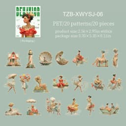 JIANWU Vintage Art Character Flower Landscape Material Collage Scrapbooking PET Sticker Creative DIY Journal Stationery