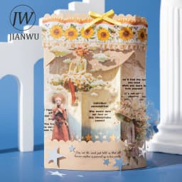 JIANWU Vintage Art Character Flower Landscape Material Collage Scrapbooking PET Sticker Creative DIY Journal Stationery