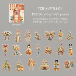 JIANWU Vintage Art Character Flower Landscape Material Collage Scrapbooking PET Sticker Creative DIY Journal Stationery