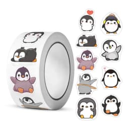 500pcs Small Penguin Sticker for Supplies, Cute Round Teacher Supplies Stickers for Classroom, 10 Designs Motivational Stickers