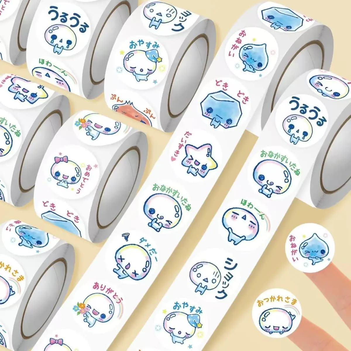 500Pcs/Roll Kawaii Bubble Stickers, Japanese Cartoon Text & Expression Decals for DIY, Journal & Gift Decoration