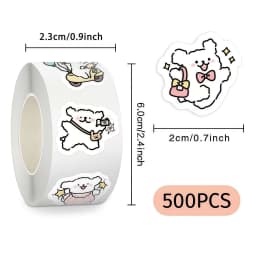 500Pcs/Roll Kawaii Dog Stickers, Cute Cartoon Puppy Decals for DIY, Journal & Gift Embellishment