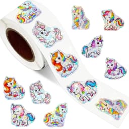 50-500Pcs Laser Unicorn Label Stickers DIY Decoration Stickers 1 Inch Self-Adhesive for Party Gift Bags (8 Styles)