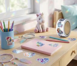50-500Pcs Laser Unicorn Label Stickers DIY Decoration Stickers 1 Inch Self-Adhesive for Party Gift Bags (8 Styles)